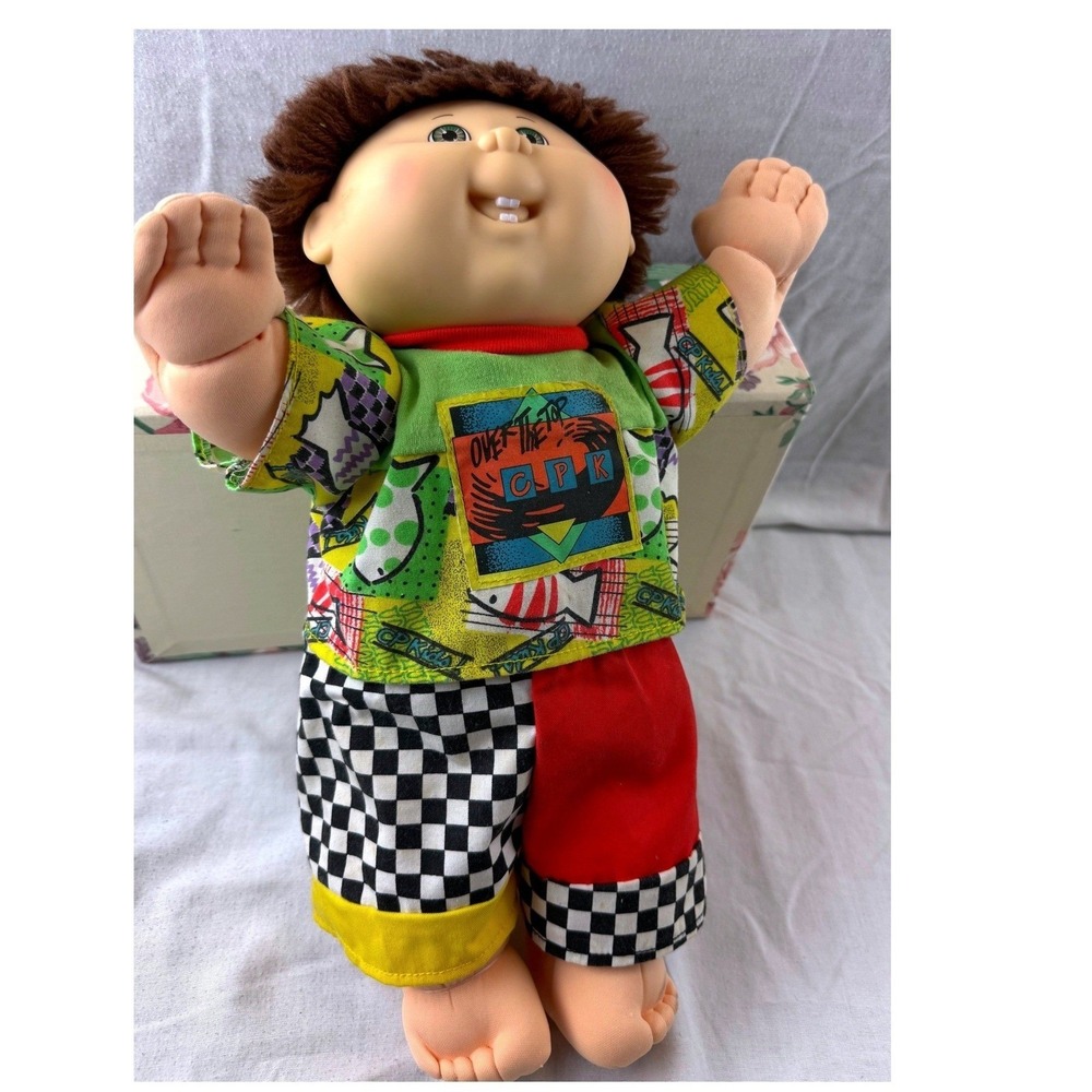 1990 Over the Top Two Teeth HM 6 Fac PA Outfit Cabbage Patch Boy Green Eyes